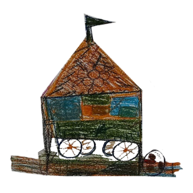 Crayon cottage with wheels